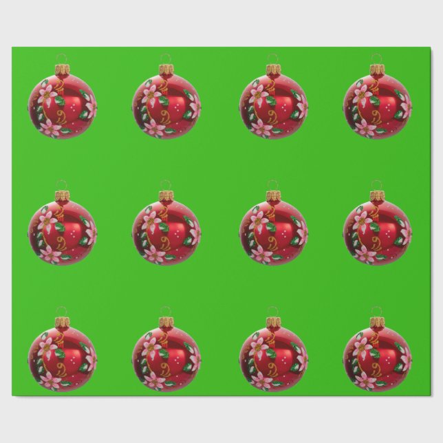 Grönten Röda ornament, radbrytning Papper Presentpapper (Seam)