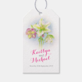 Grönten rosa bröllop märkre presentetikett