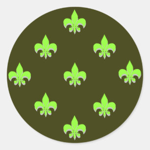 Grönten Round Fleur de Lis Stickers ACID Runt Klistermärke