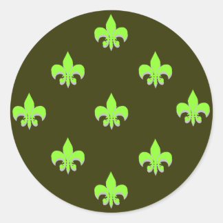Grönten Round Fleur de Lis Stickers ACID Runt Klistermärke