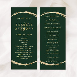 Grönten Rustic Guld Circle Ampersand Bröllop Program