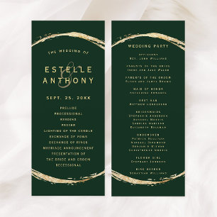 Grönten Rustic Guld Circle Ampersand Bröllop Program