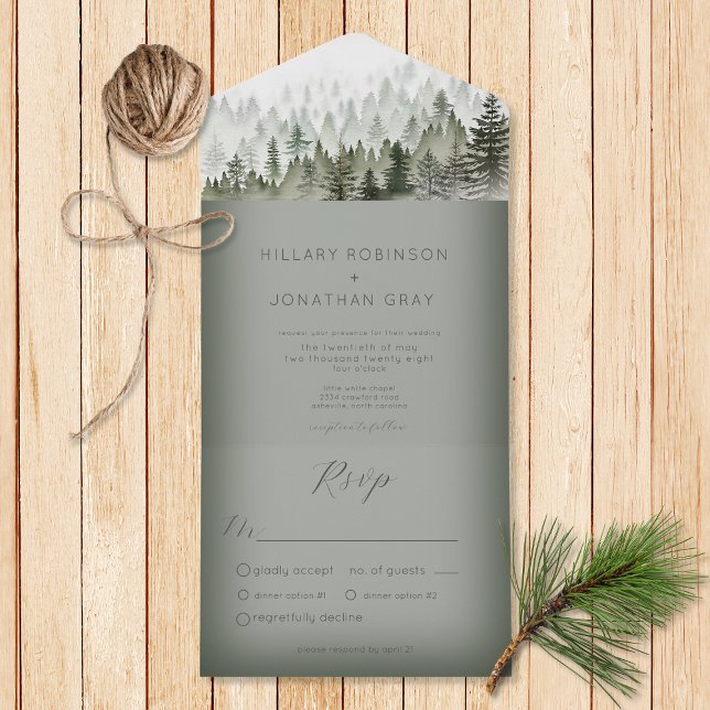 Grönten Rustic Mountain Mist Forest Dinner (Also available with a QR code or without dinner selection options.)