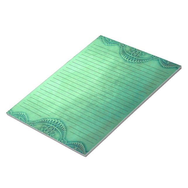 Grönten Rustik Vintage, länkad Grunge Stationery Anteckningsblock (Vinklad)