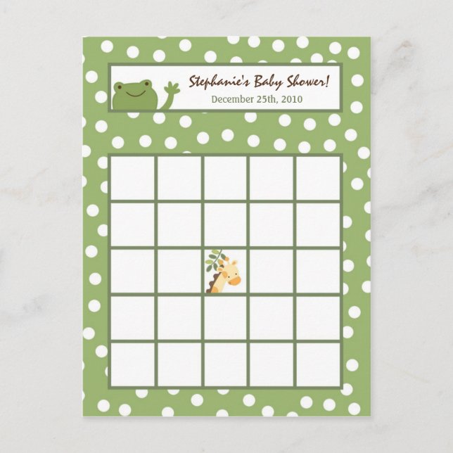 Grönten Safari Jungle Animals med skrivbart Bingo  Inbjudan Vykort (Framsida)