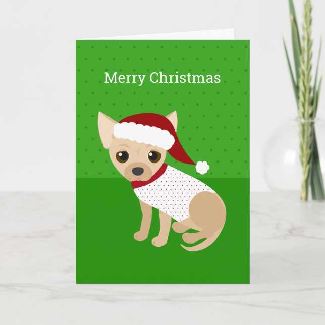 Grönten Santa Chihuahua Helgkort (Framsida)