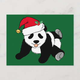 Grönten Santa Panda Bear Santa Hat Vykort