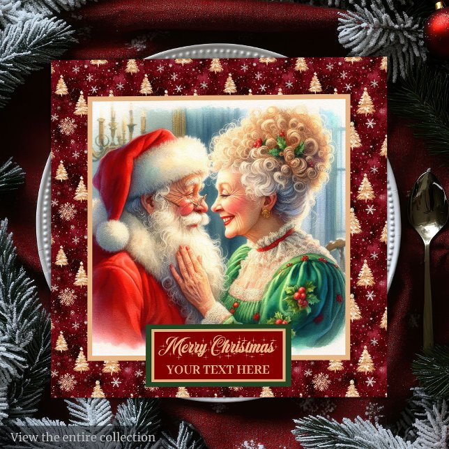 Grönten Santa Party Napkins Red Guld Santa Pappersservett (Christmas Party Napkins Red Gold Green Santa)