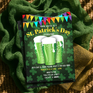 Grönten Shamrock i St Patrick's Day Beer Party Inbjudningar