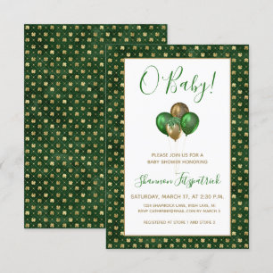 Grönten Shamrocks Baby Shower för St. Patrick's Da Inbjudningar