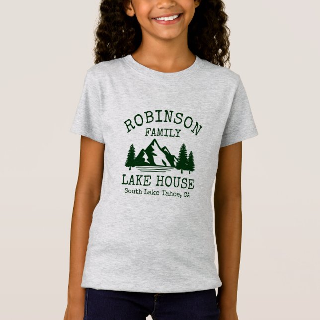 Grönten Silhouette för Forest Namn House Sjö T Shirt (Framsida)
