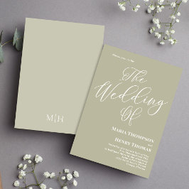 Grönten Simple Calligraphy Script Elegant Sage Inbjudningar