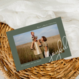 Grönten Simple Dots Glatt Script Elegant Photo Julkort