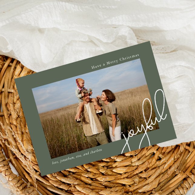 Grönten Simple Dots Glatt Script Elegant Photo Julkort (Skapare uppladdad)