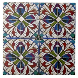 Grönten Simulated Mosaic Blue Red Stil Kakelplatta