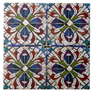 Grönten Simulated Mosaic Blue Red Stil Kakelplatta