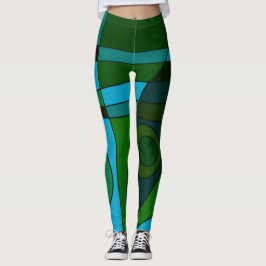 Grönten Skugga för Abstrakt för laggings-surfning Leggings