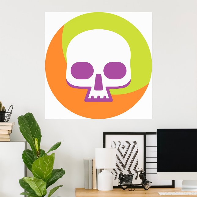 Grönten Skullikon Vit Orange Poster (Skapare uppladdad)