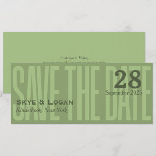 Grönten Slim Elegant Typografi Spara datum Datumet