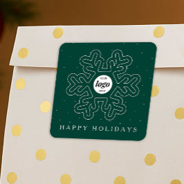 Grönten "Snowflake" för företagets Logotyp - jul Fyrkantigt Klistermärke