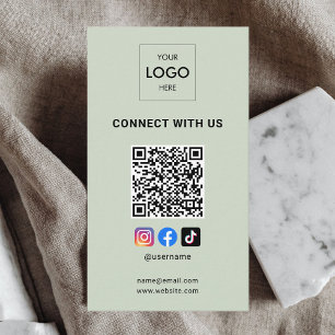 Grönten Social Media QR-kod Modern Logotyp Sage Visitkort