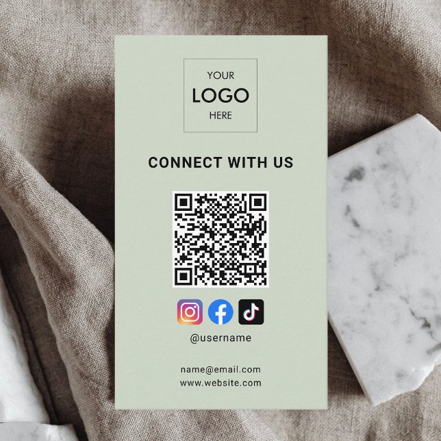 Grönten Social Media QR-kod Modern Logotyp Sage Visitkort (Skapare uppladdad)