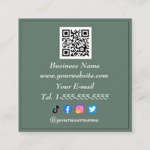 Grönten Social media QR Logotyp Influencer Sage Q Fyrkantigt Visitkort