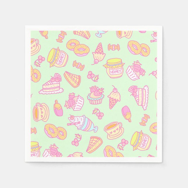 Grönten Söta bakverk och drycker Pappersservett (Framsidan)