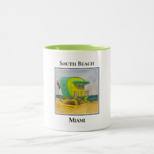 Grönten South Beach Miami Florida Lifeguard Torn Två-Tonad Mugg