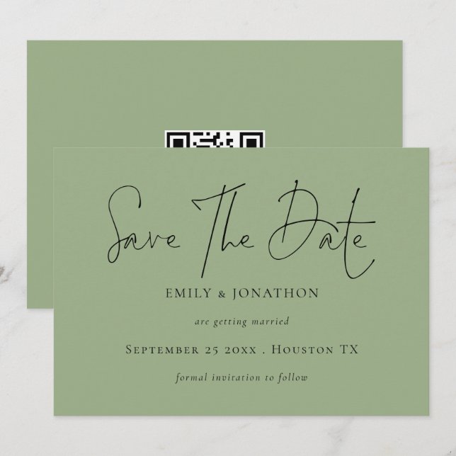 Grönten Spara datum med minimalistisk skriptväxlin Datumet (Fram/baksida)