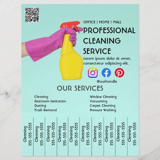 grönten städning Foto poster med avaktiveringsflik Reklamblad (Framsidan)