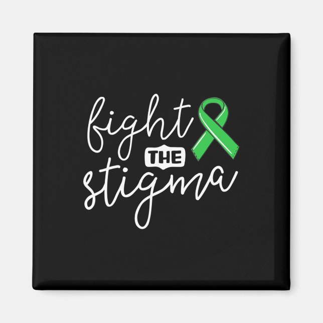 Grönten Stigma Mental Health Awareness Ribbon Magnet (Framsidan)