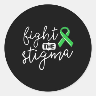 Grönten Stigma Mental Health Awareness Ribbon Runt Klistermärke