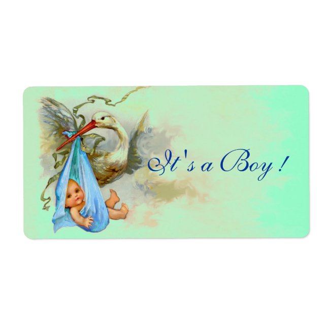 GRÖNTEN STORK POJKE SHOWER BLUE FRAKTSEDEL (Framsidan)