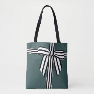 Grönten Stripe Bow Tote Bag Tygkasse