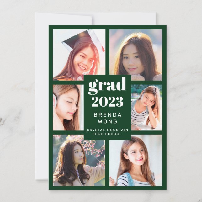 Grönten Studenten 6 Photo Collage White Script Meddelande (Framsida)