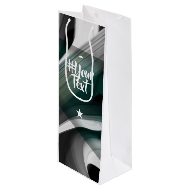 Grönten Svart Abstrakt i  Gbit Bag Trend White (Framsidan Vinklad)