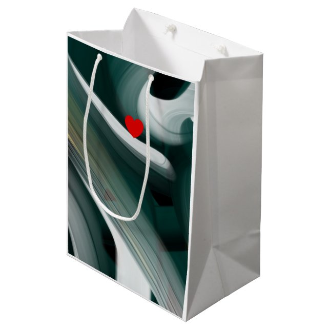 Grönten Svart Abstrakt i  Gbit Bag Trend White (Framsidan Vinklad)