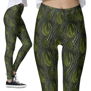 Grönten Swamp Monster för krokodile Skin Dragon Sc Leggings