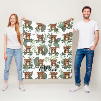 Grönten Tarsier Löv Skriv ut Fleecefilt