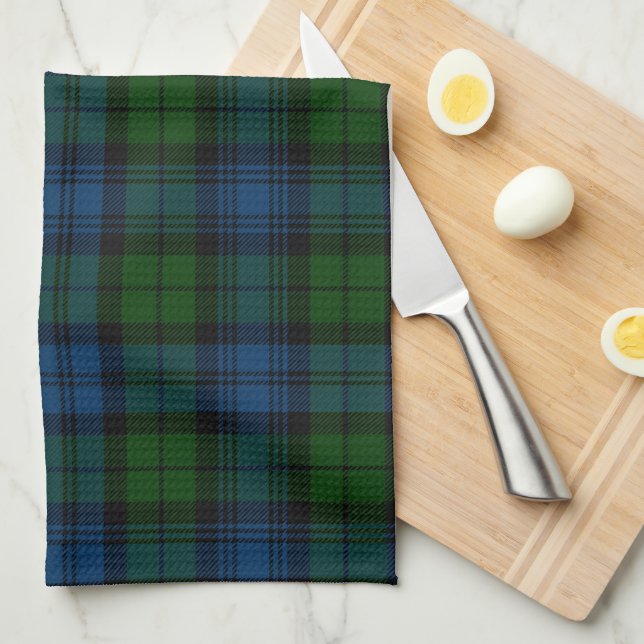 Grönten Tartan från Pput Klan Campbell Blue Kökshandduk (Vikt i Fjärdedel)