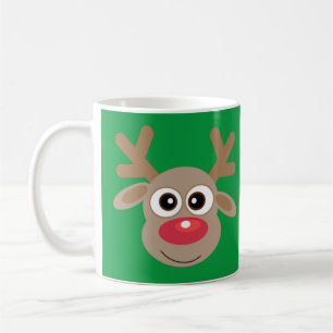 Grönten Tecknad för julklappen Reindeer Latte Mug Kaffemugg
