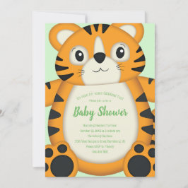 Grönten Tiger Baby Shower Inbjudningar