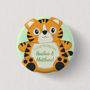 Grönten Tiger Baby Shower Knapp
