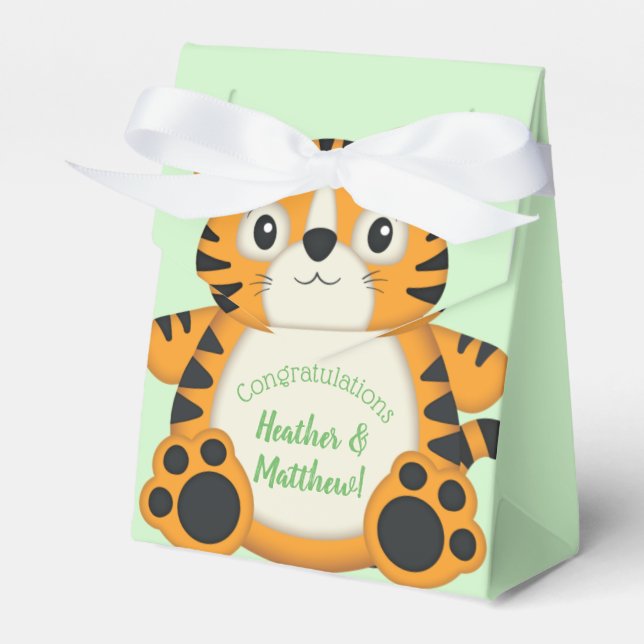 Grönten Tiger Baby Shower Presentaskar (Framsidan Sidan)