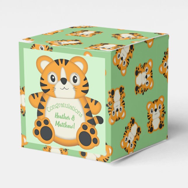 Grönten Tiger Baby Shower Presentaskar (Framsidan Sidan)