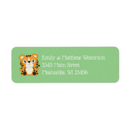 Grönten Tiger Baby Shower Returadress Etikett
