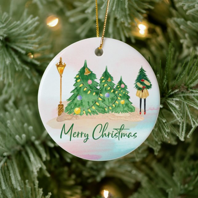 Grönten Träd i dagens Julgransprydnad Keramik (Träd)