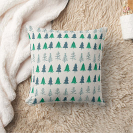 Grönten Träd i traditionell Rustic Winter-skog Kudde