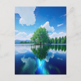 Grönten Träd på ön Tiny Vykort